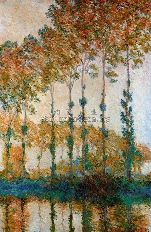 Poplars on the Banks of the River Epte in Autumn - 克劳德·莫奈